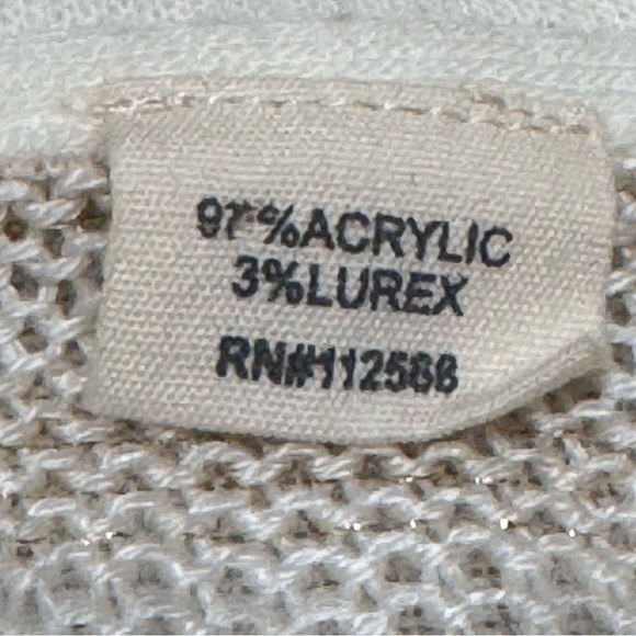 Miss Me Loose Crochet Sheer Sweater Cream Color Long Sleeve V Neck Medium - Picture 10 of 13